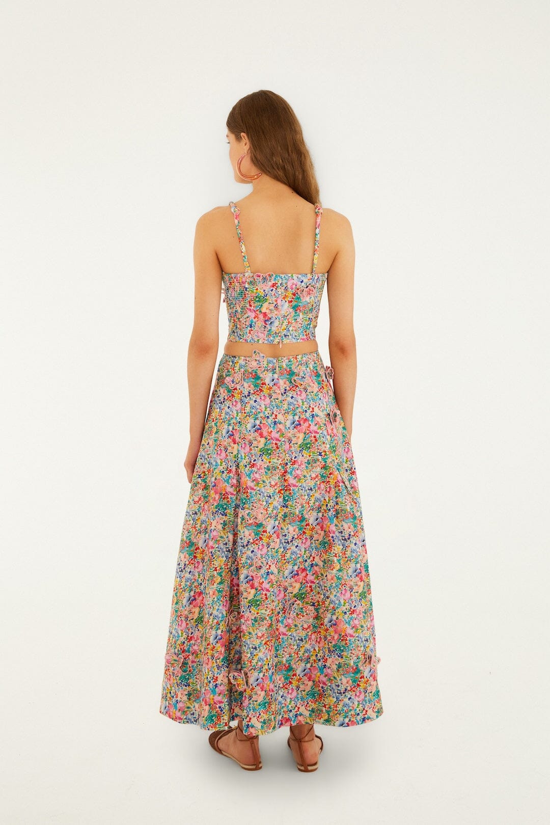 Off-White Peasant Floral Butterflies Euroflax_x0099_ Premium Linen Maxi Skirt
