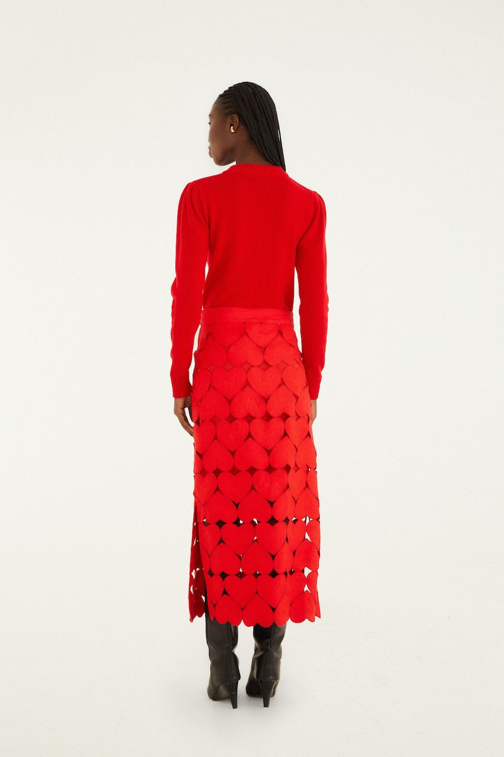 Red Hearts Euroflax Premium Linen Midi Skirt