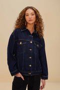 Dark Denim Buttoned Jacket