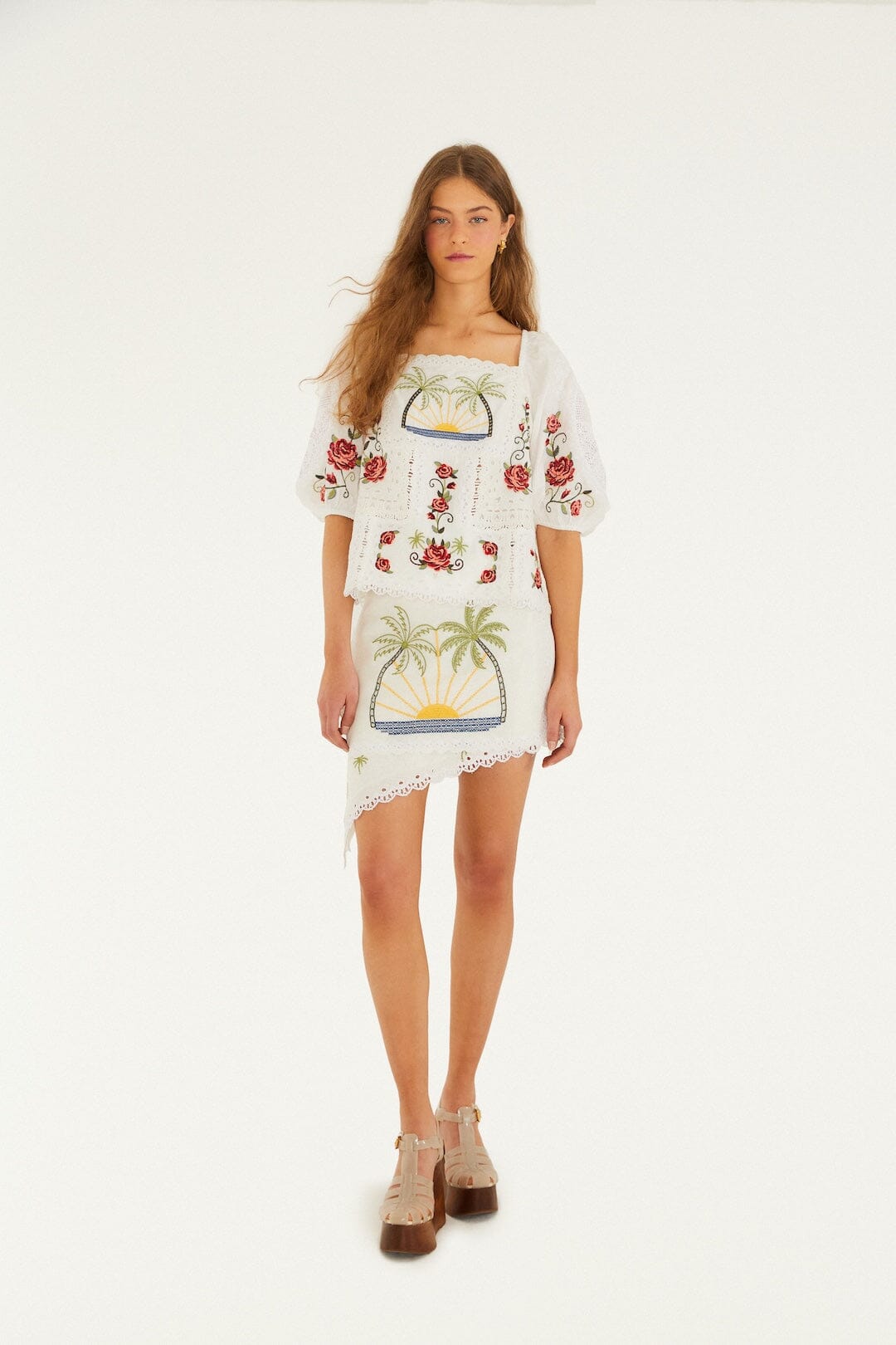 Off-White Tropi Scarf Embroidered Euroflax™ Premium Linen Mini Skirt