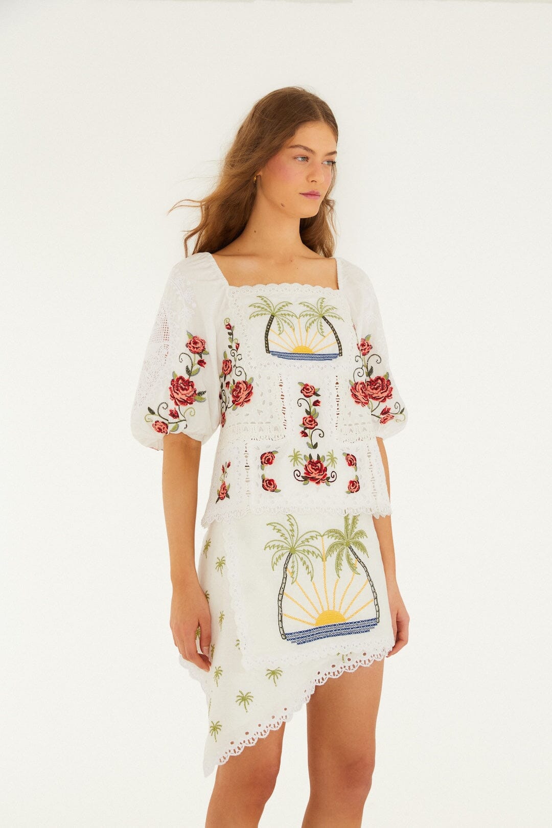 Off-White Tropi Scarf Embroidered Euroflax™ Premium Linen Mini Skirt