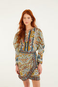 Blue Mosaic Garden Lenzing_x0099_ Ecovero_x0099_ Viscose Mini Wrap Skirt