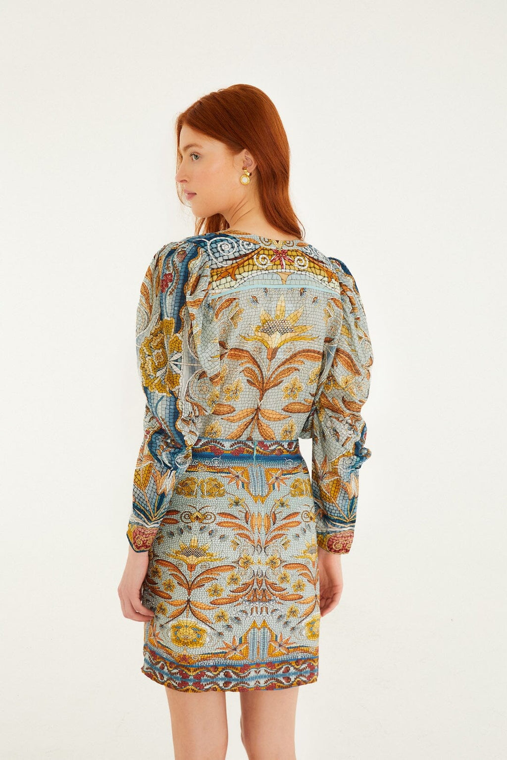 Blue Mosaic Garden Lenzing_x0099_ Ecovero_x0099_ Viscose Mini Wrap Skirt