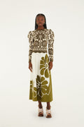 Green Palermo Organic Cotton Midi Skirt
