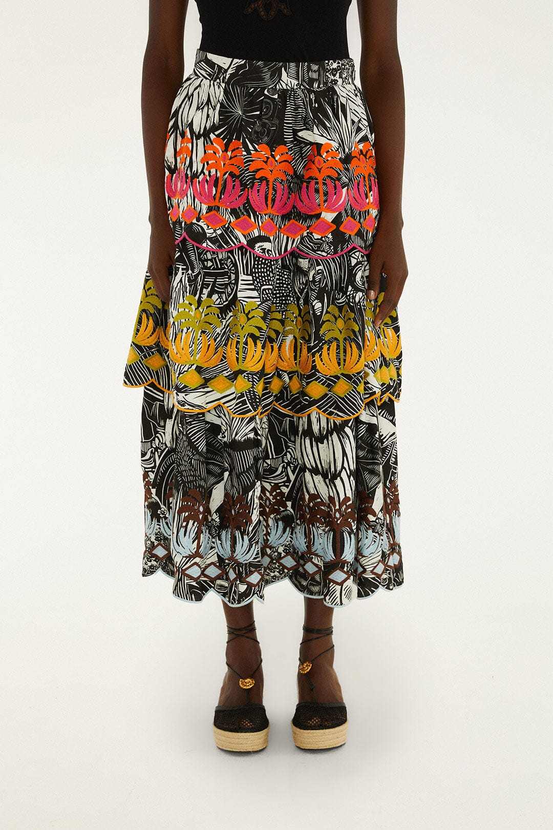 Black Ruta Layered Lenzing™ Ecovero™ Euroflax™ Maxi Skirt