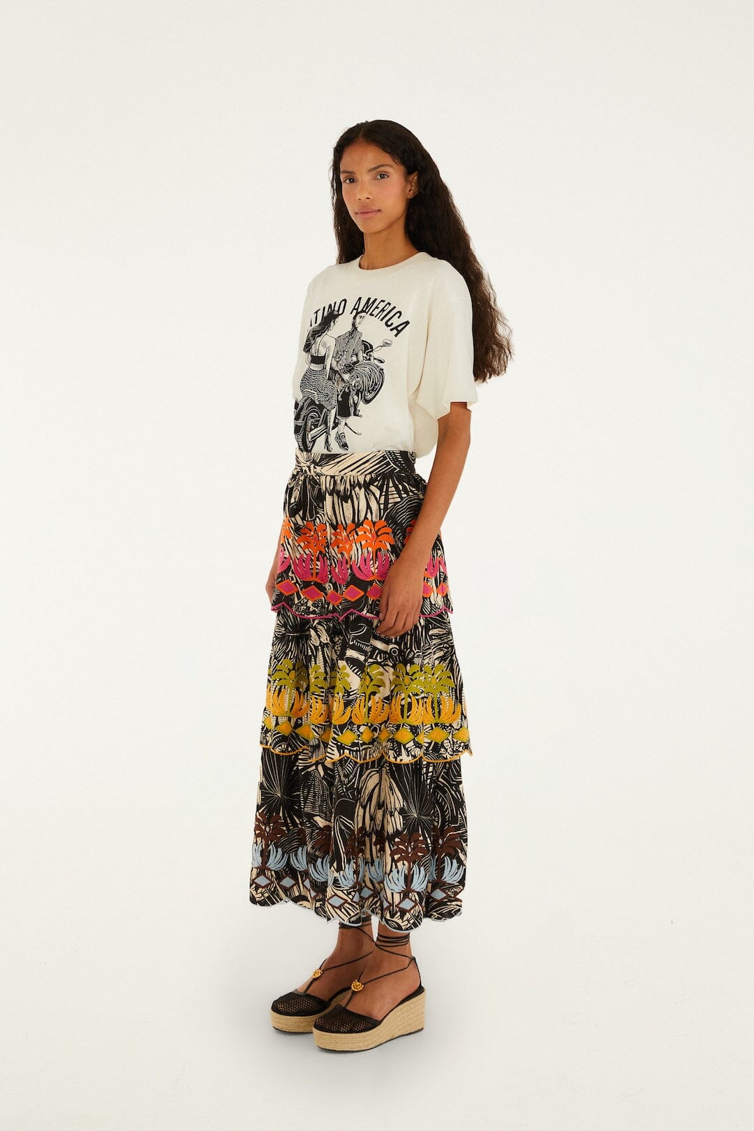 Black Ruta Layered Lenzing™ Ecovero™ Euroflax™ Maxi Skirt