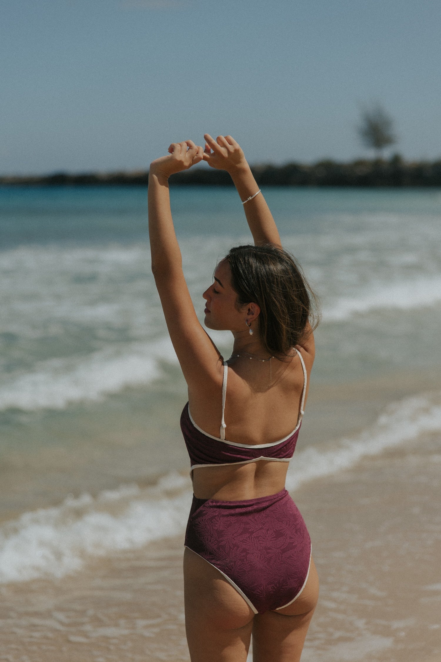 Venus One Piece Swimsuit | Burgundy Floral Textured One Piece Swimsuit